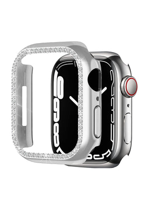 Apple Watch Uyumlu Bumper Taşlı Parlak Kasa Platinum  bikordon