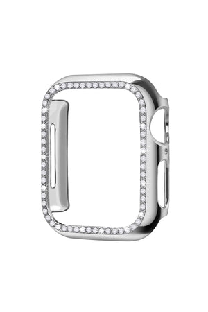 Apple Watch Uyumlu Bumper Taşlı Parlak Kasa Platinum