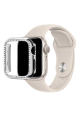 Apple Watch Uyumlu Bumper Taşlı Parlak Kasa Platinum