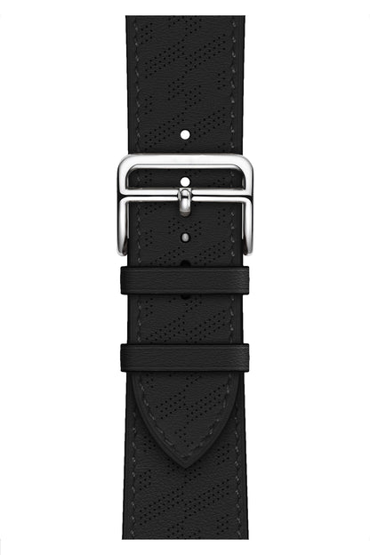 Apple Watch Compatible Multi Hole Leather Band Pure Black 