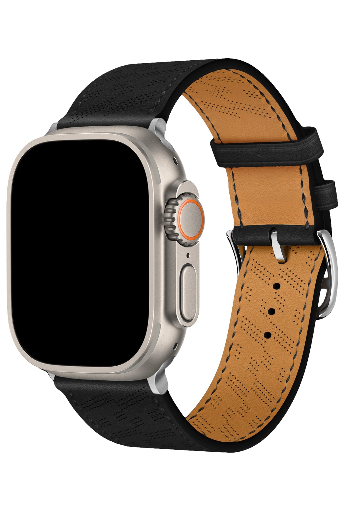 Apple Watch Uyumlu Multi Hole Deri Kordon Pure Black  bikordon