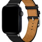 Apple Watch Compatible Multi Hole Leather Band Pure Black 