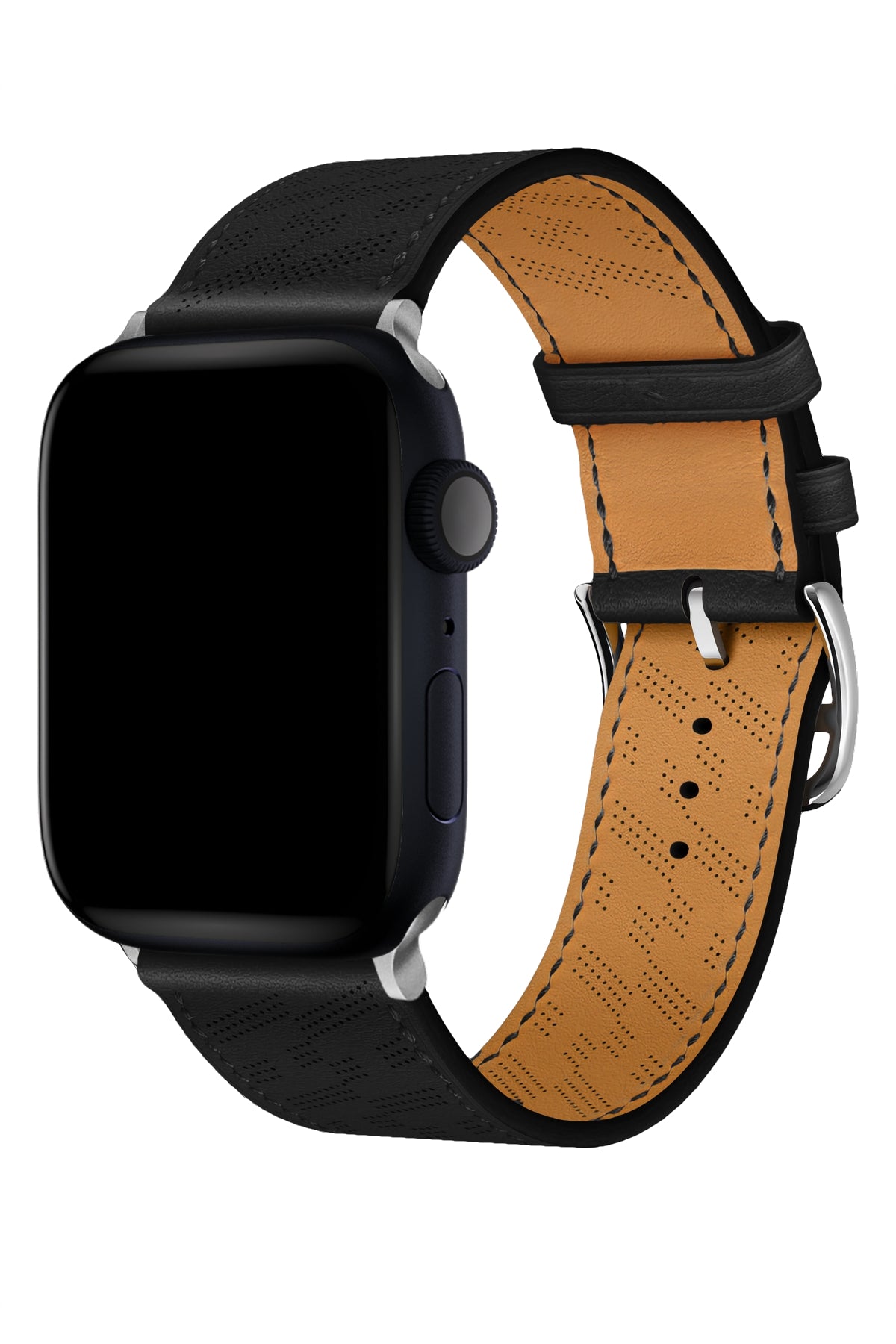 Apple Watch Uyumlu Multi Hole Deri Kordon Pure Black  bikordon