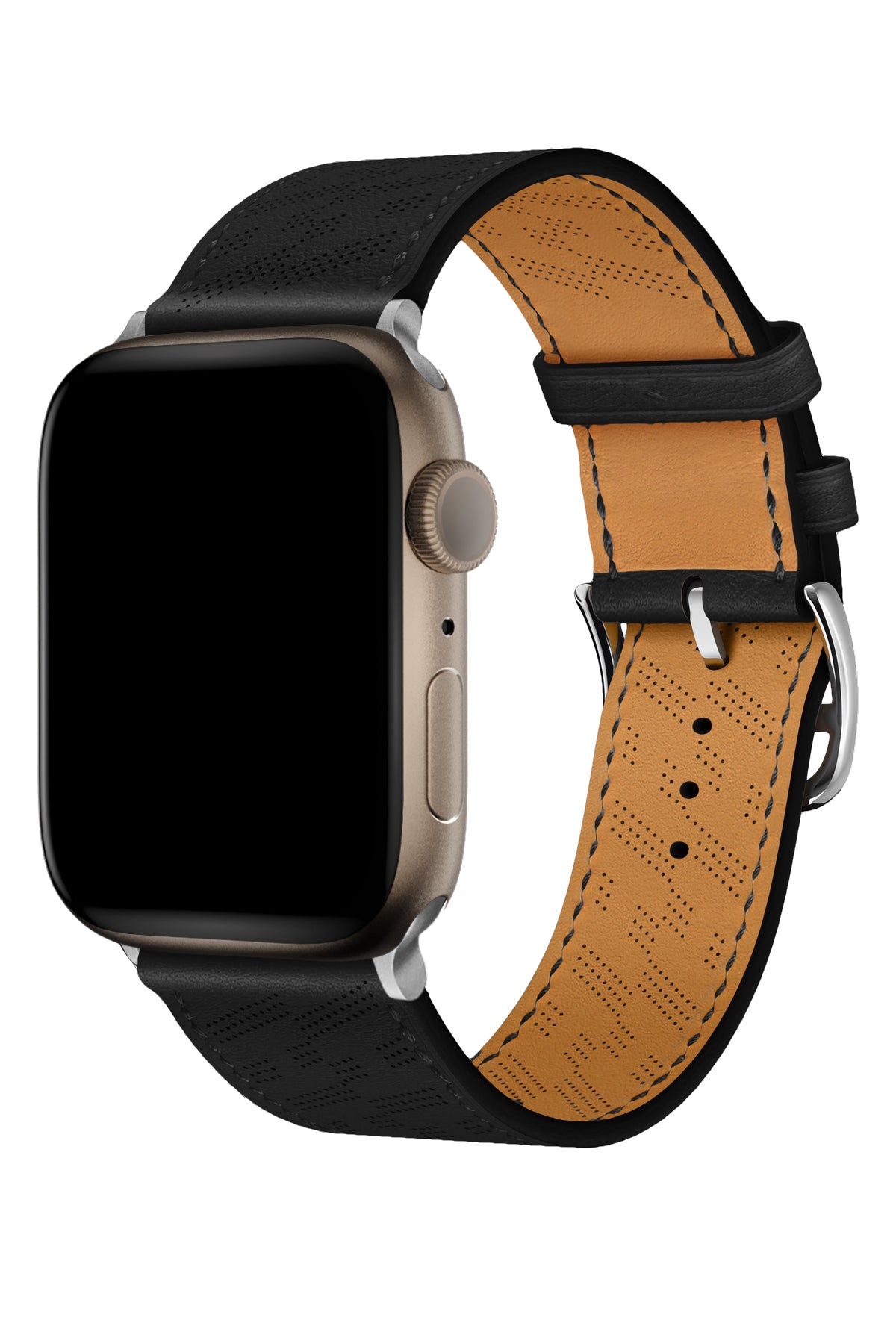 Apple Watch Uyumlu Multi Hole Deri Kordon Pure Black  bikordon