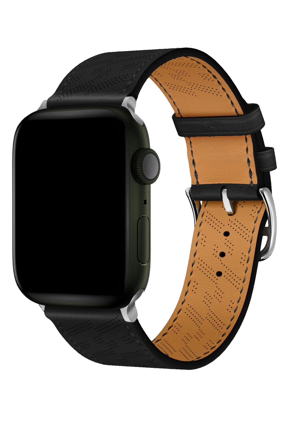 Apple Watch Uyumlu Multi Hole Deri Kordon Pure Black  bikordon