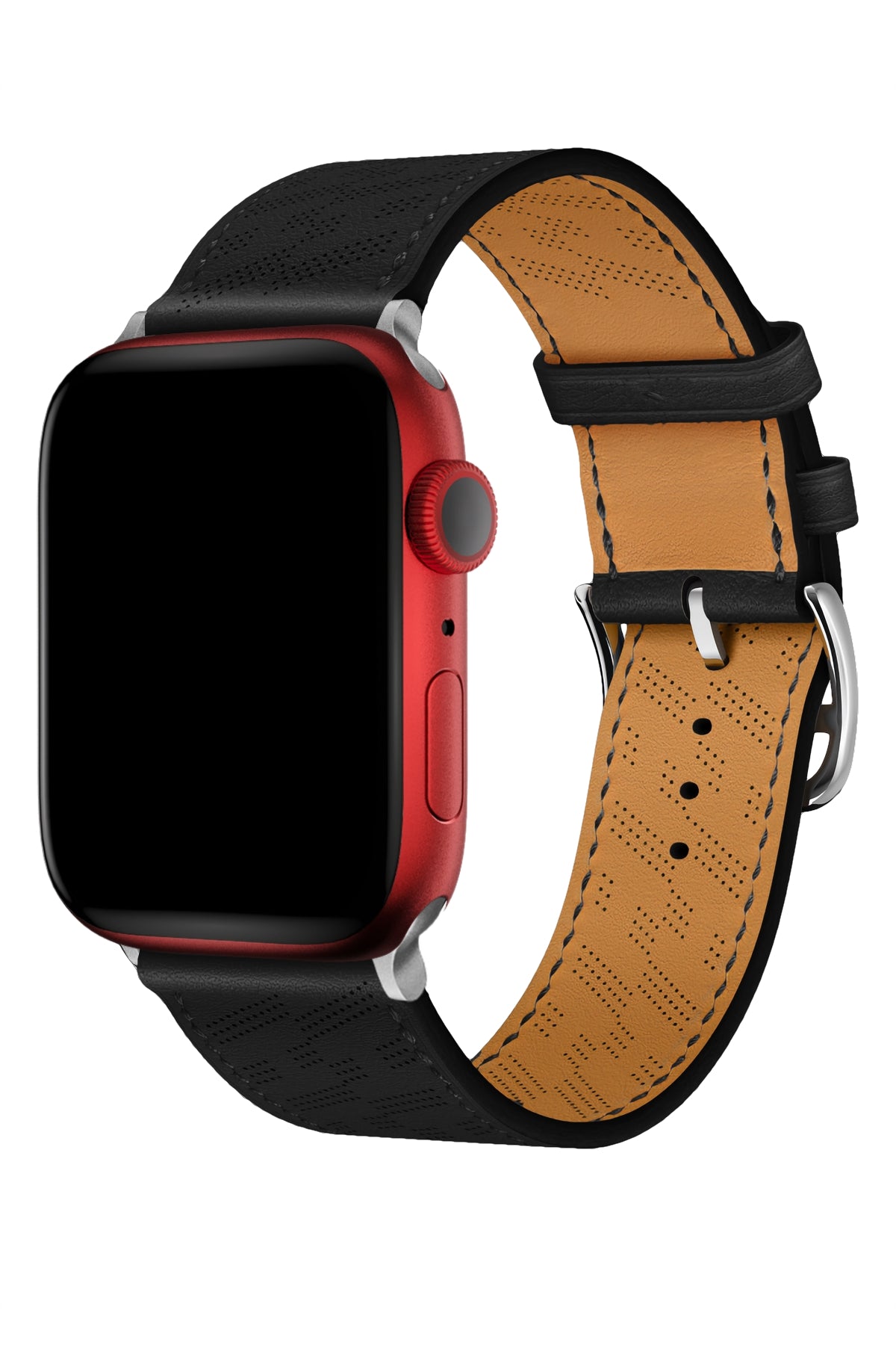Apple Watch Uyumlu Multi Hole Deri Kordon Pure Black  bikordon