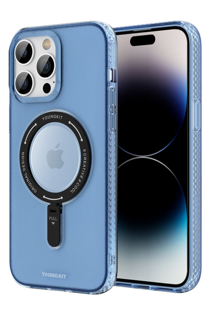 Youngkit Rock iPhone 14 Pro Max Magsafe Mavi Stand Kılıf
