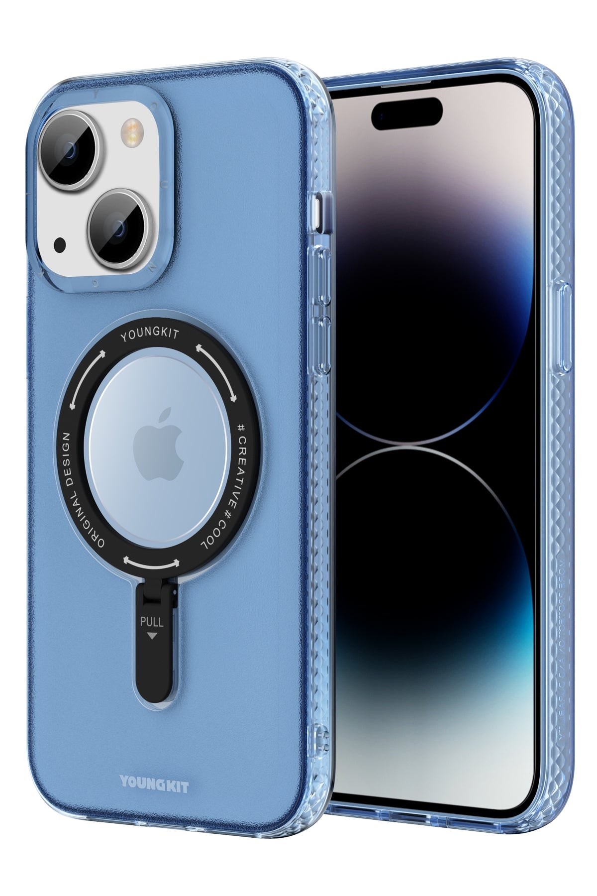 Youngkit Rock iPhone 14 Plus Magsafe Mavi Stand Kılıf
