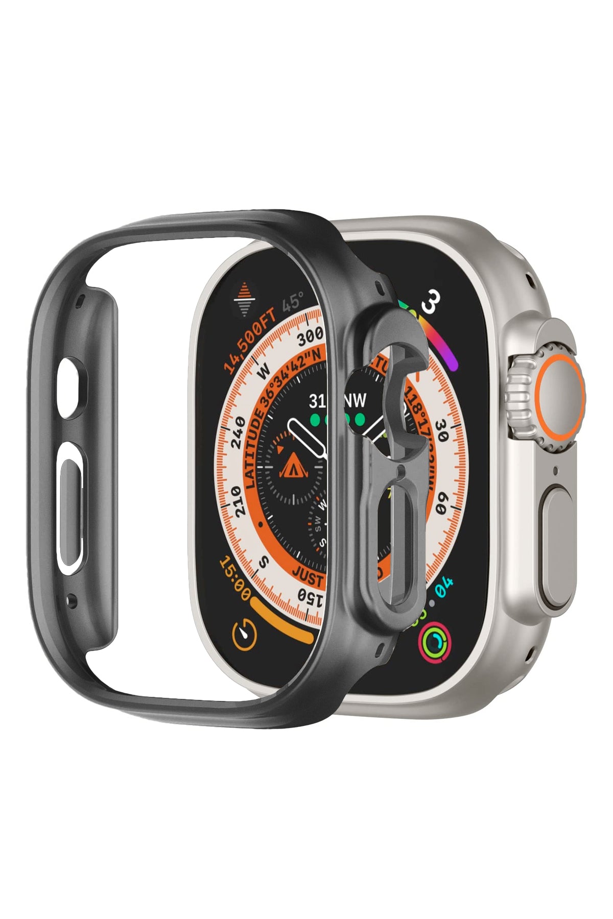 Apple Watch Ultra Uyumlu Kasa Koruyucu Bumper Space Gray 49mm bikordon