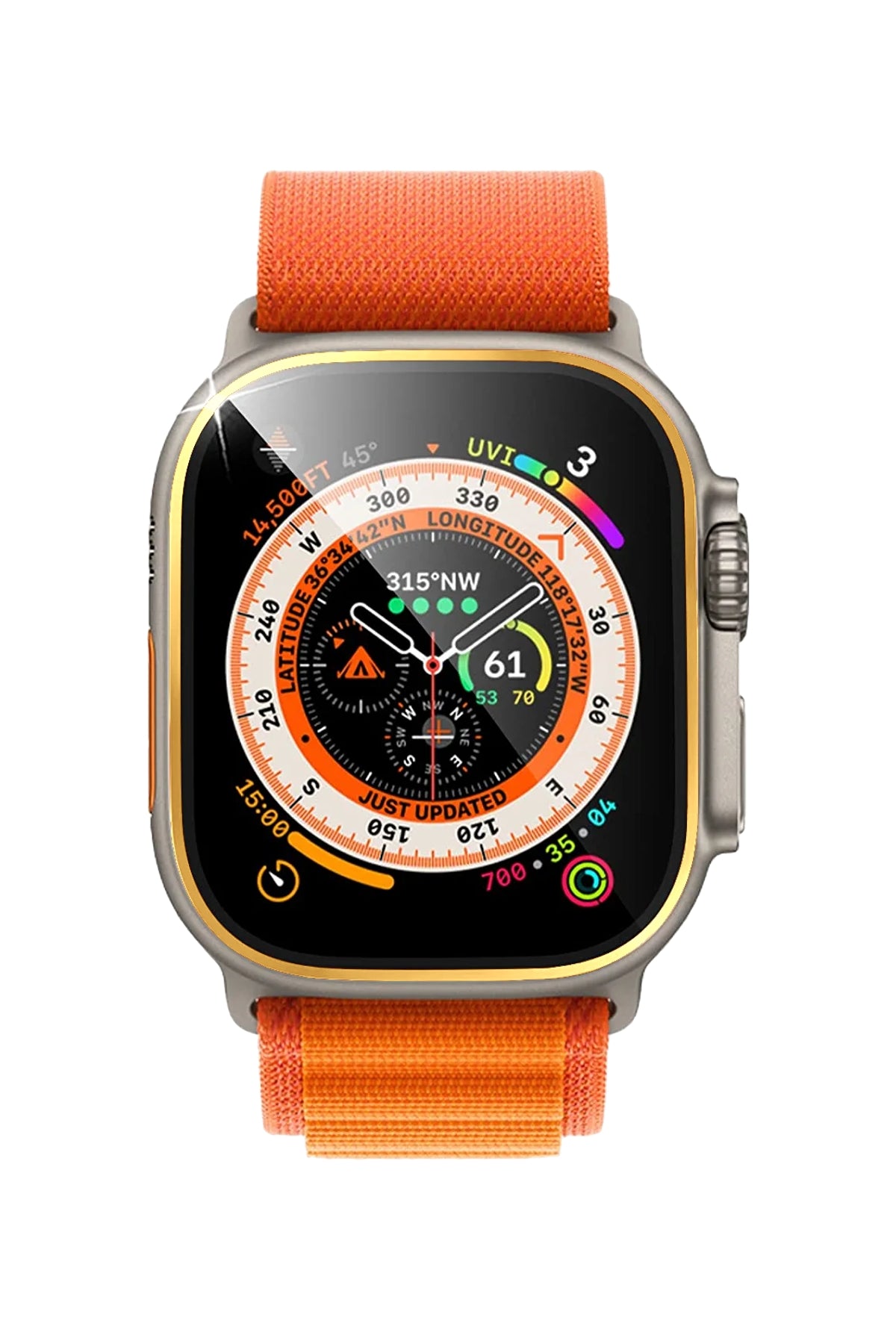 Apple Watch Ultra Uyumlu Metal Çerçeveli Ekran Koruyucu Sunny  bikordon