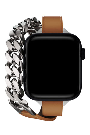 Apple Watch Uyumlu Double Tour Deri Kordon Taba  bikordon