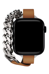 Apple Watch Uyumlu Double Tour Deri Kordon Taba
