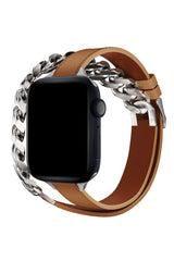 Apple Watch Uyumlu Double Tour Deri Kordon Taba
