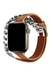 Apple Watch Uyumlu Double Tour Deri Kordon Taba