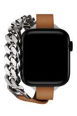 Apple Watch Uyumlu Double Tour Deri Kordon Taba