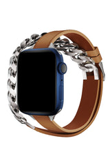 Apple Watch Uyumlu Double Tour Deri Kordon Taba