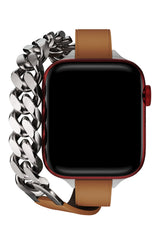 Apple Watch Uyumlu Double Tour Deri Kordon Taba