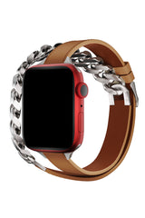 Apple Watch Uyumlu Double Tour Deri Kordon Taba
