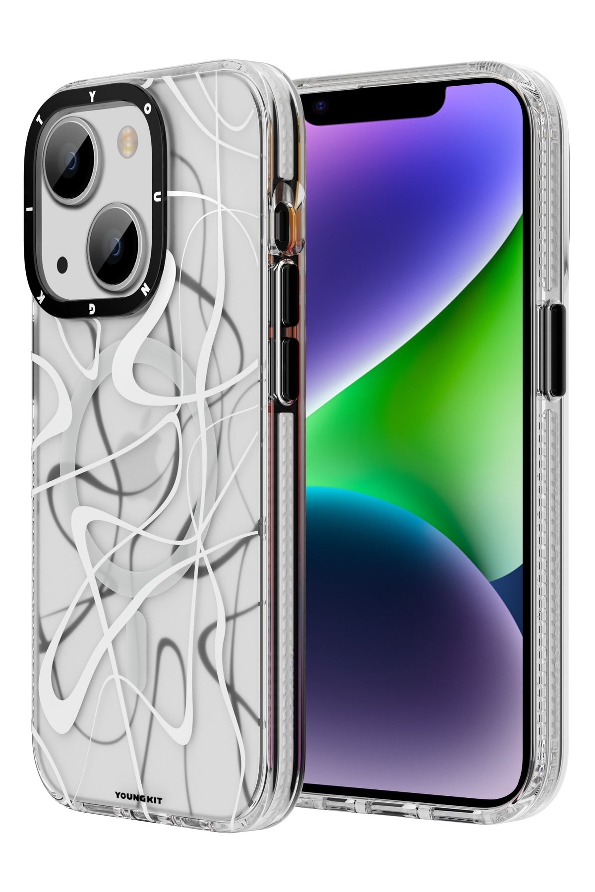 Youngkit Water Ink iPhone 14 Plus Magsafe Beyaz Kılıf  Youngkit