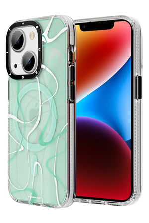 Youngkit Water Ink iPhone 14 Plus Magsafe Yeşil Kılıf  Youngkit