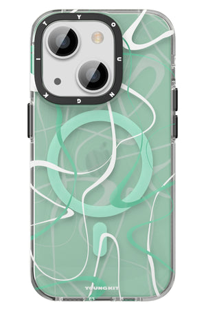 Youngkit Water Ink iPhone 14 Plus Magsafe Yeşil Kılıf